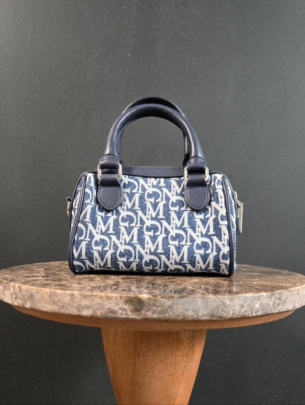 mango | bag with mini logo | denim | monogram | top handle | crossbody
